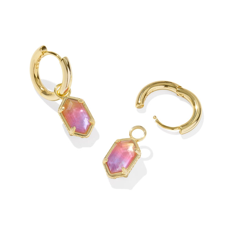 Hallie Gold Huggie Earrings, Sunrise Watercolor Illusion