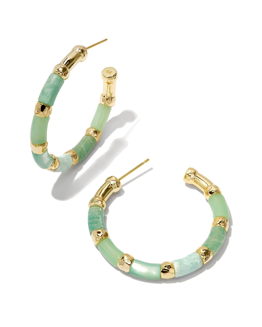 Gigi Gold Hoop Earrings, Blue Mix