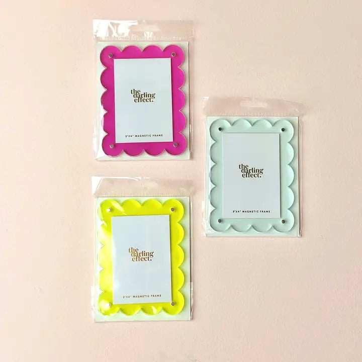 Mini Acrylic Picture Frame Magnet, Hot Pink