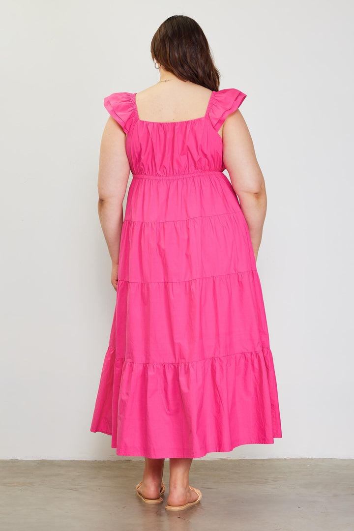 Walk On The Beach Ruffle Sleeve Maxi, Pink