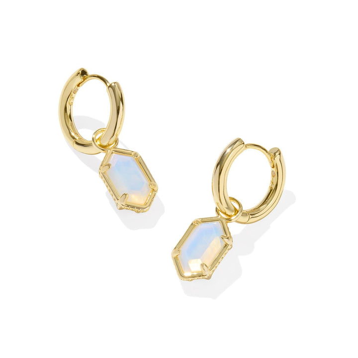 Hallie Gold Huggie Earrings, Opalite Illusion