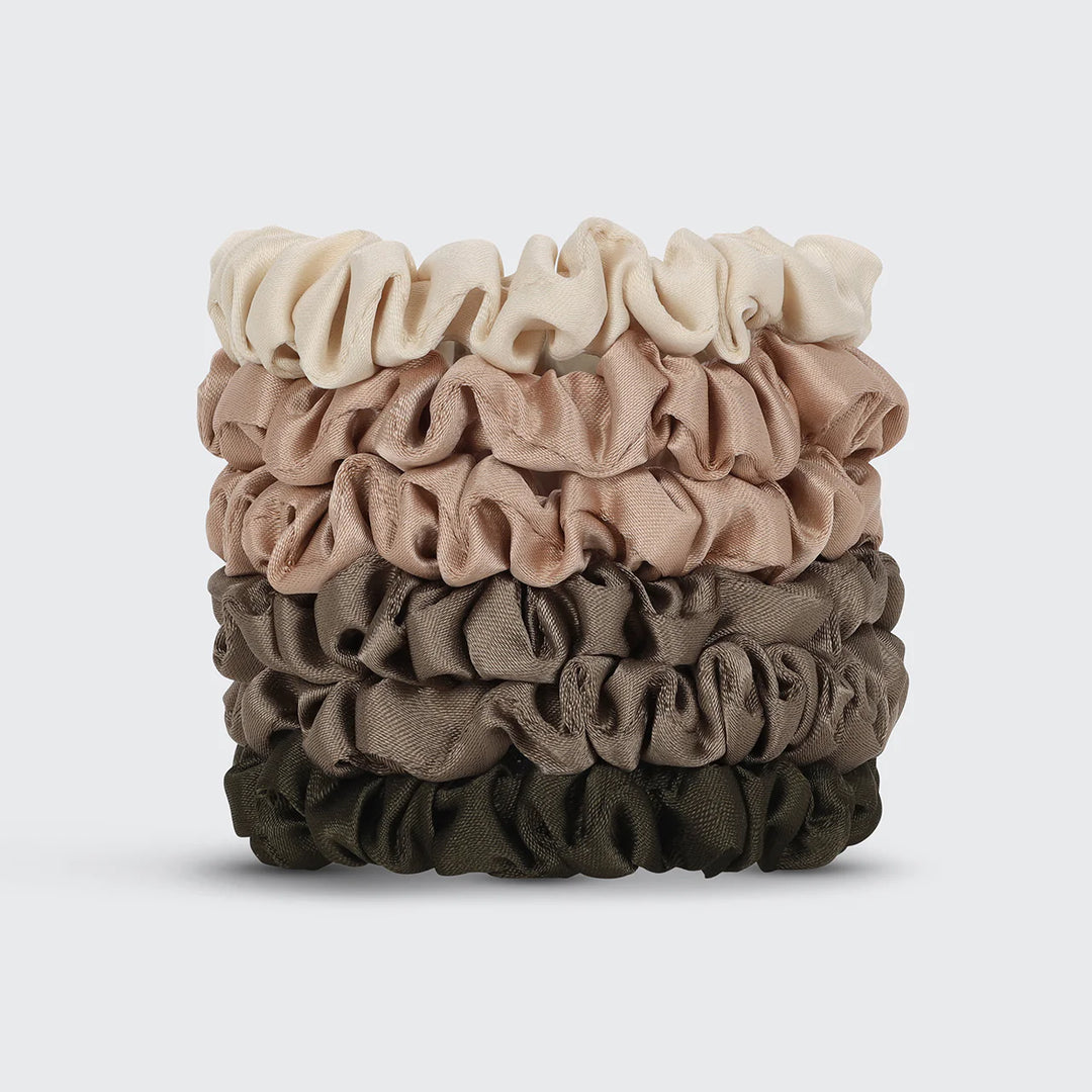 Ultra Petite Satin Scrunchies 6pc, Eucalyptus