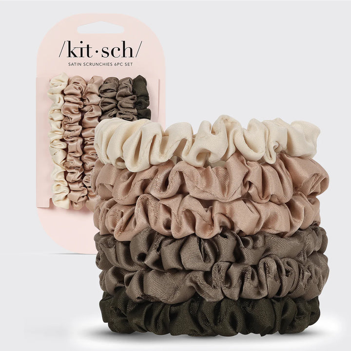 Ultra Petite Satin Scrunchies 6pc, Eucalyptus