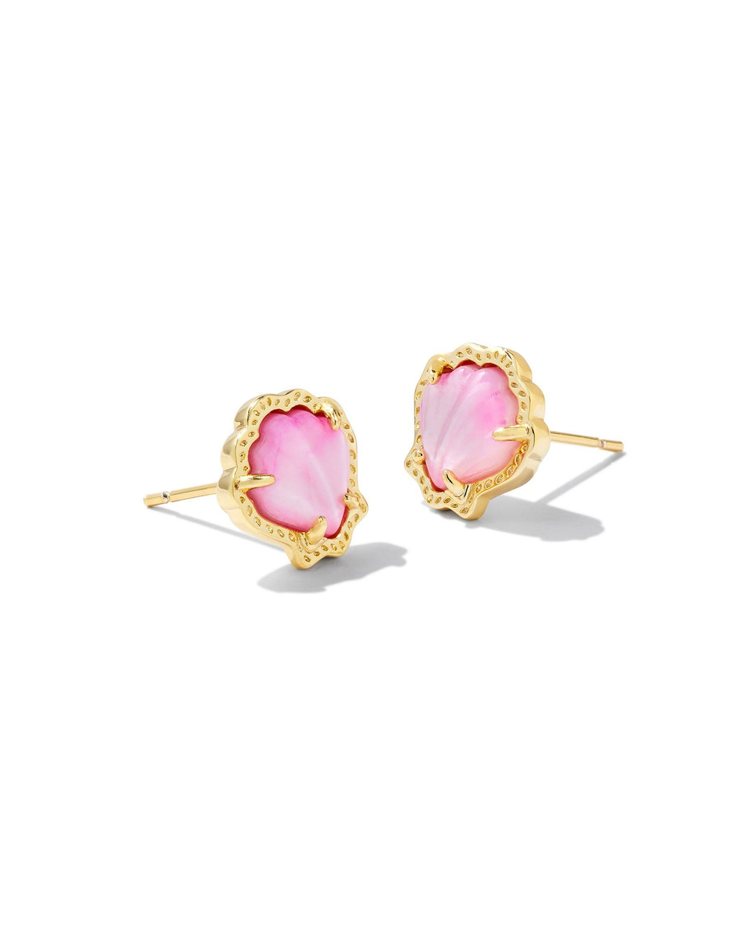 Brynne Gold Shell Stud Earrings, Blush MOP