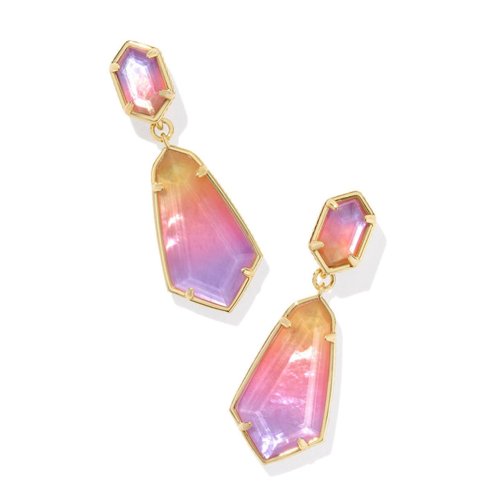 Hallie Gold Convertible Drop Earrings, Sunrise Watercolor Illusion