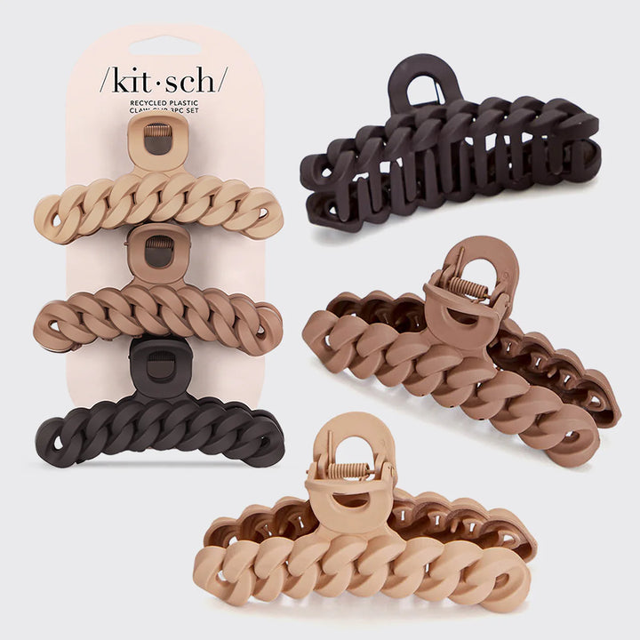 Eco-Friendly Chain Claw Clip 3pc Set, Neutral