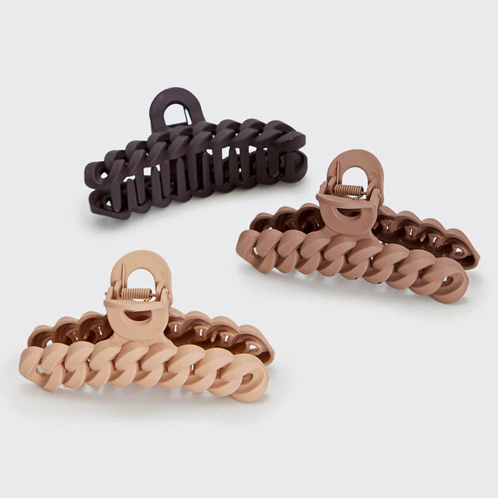 Eco-Friendly Chain Claw Clip 3pc Set, Neutral