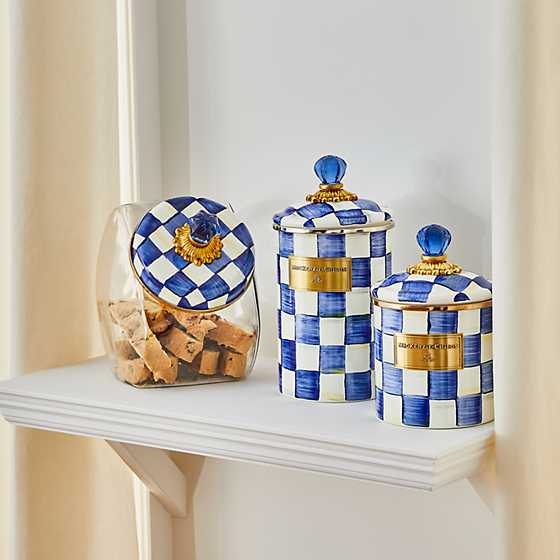 Cookie Jar with Royal Check Lid