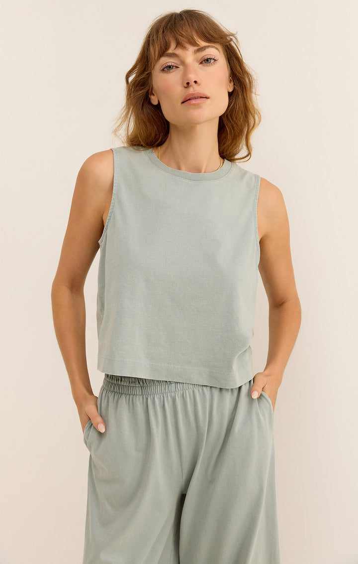 Sloane Jersey Muscle Tank, Harbor Gray