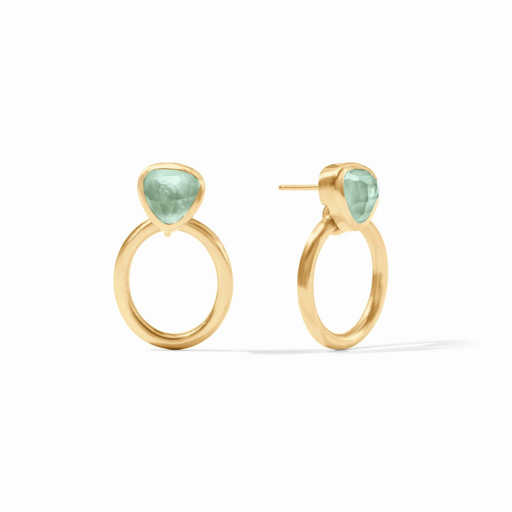 Aquitaine Demi Doorknocker Earring, Iridescent Aquamarine Blue