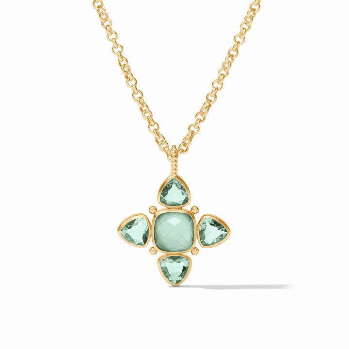 Aquitaine Pendant Necklace, Iridescent Aquamarine Blue