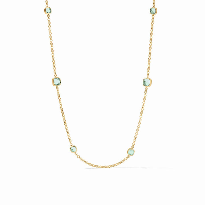 Aquitaine Station Necklace, Iridescent Aquamarine Blue