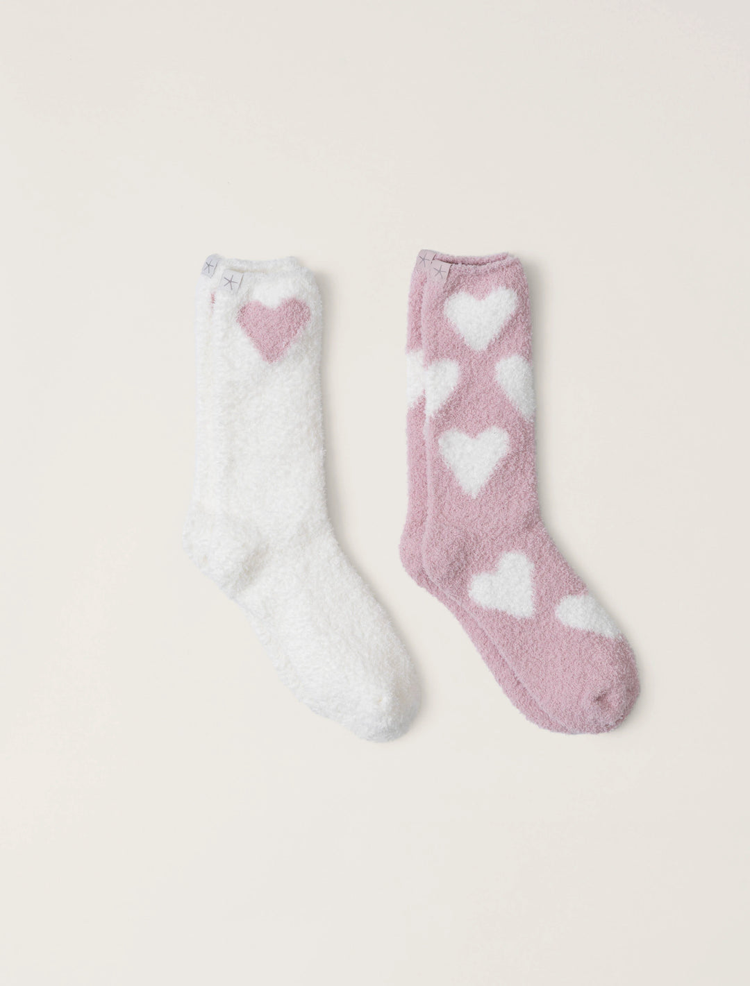 CozyChic Heart Print Sock Set, Pink Peonie-Pearl