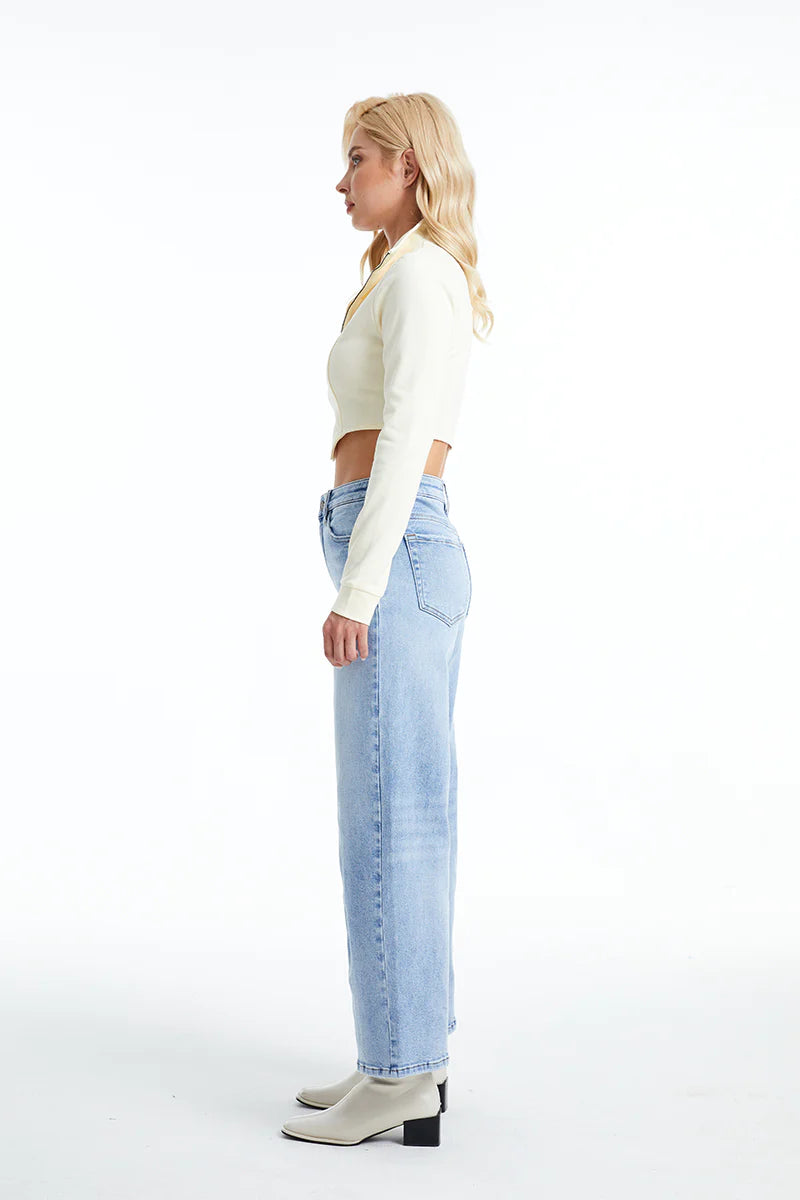 High Rise Wide Leg Jeans, Blue Sky