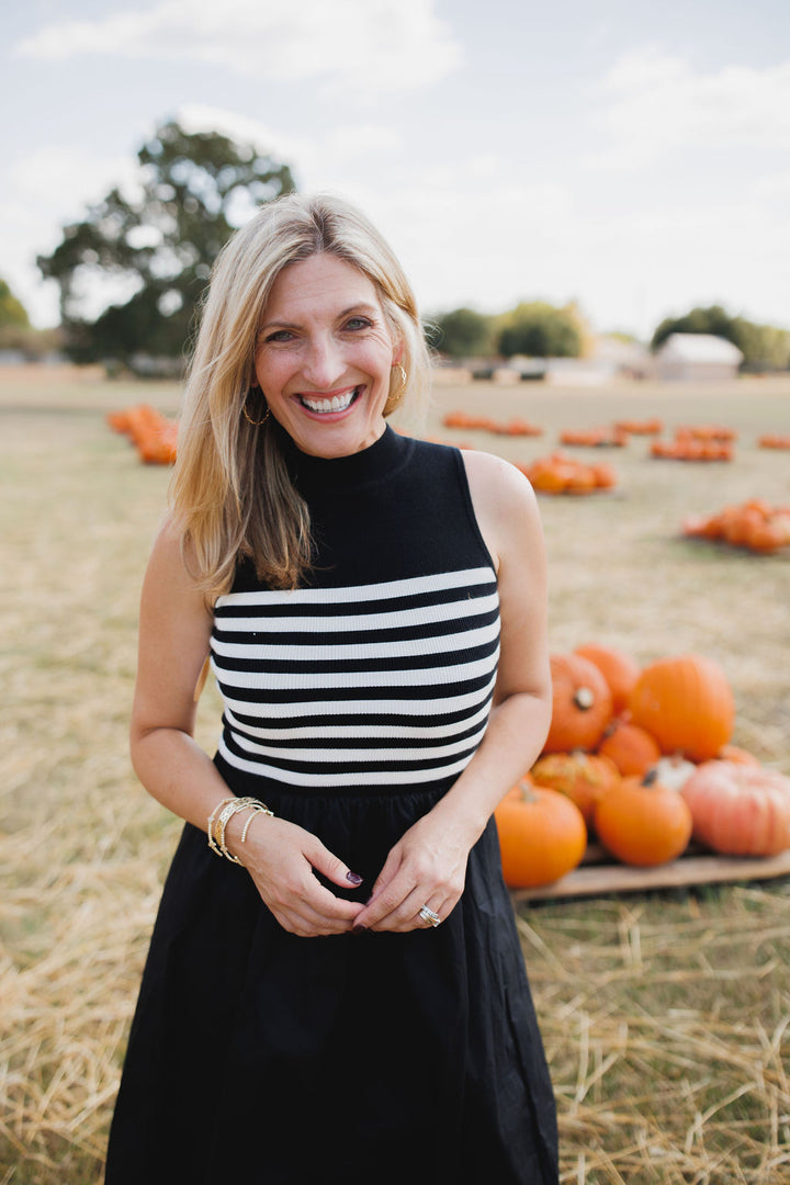 Out For The Weekend Knit Stripe Maxi Dress, Black