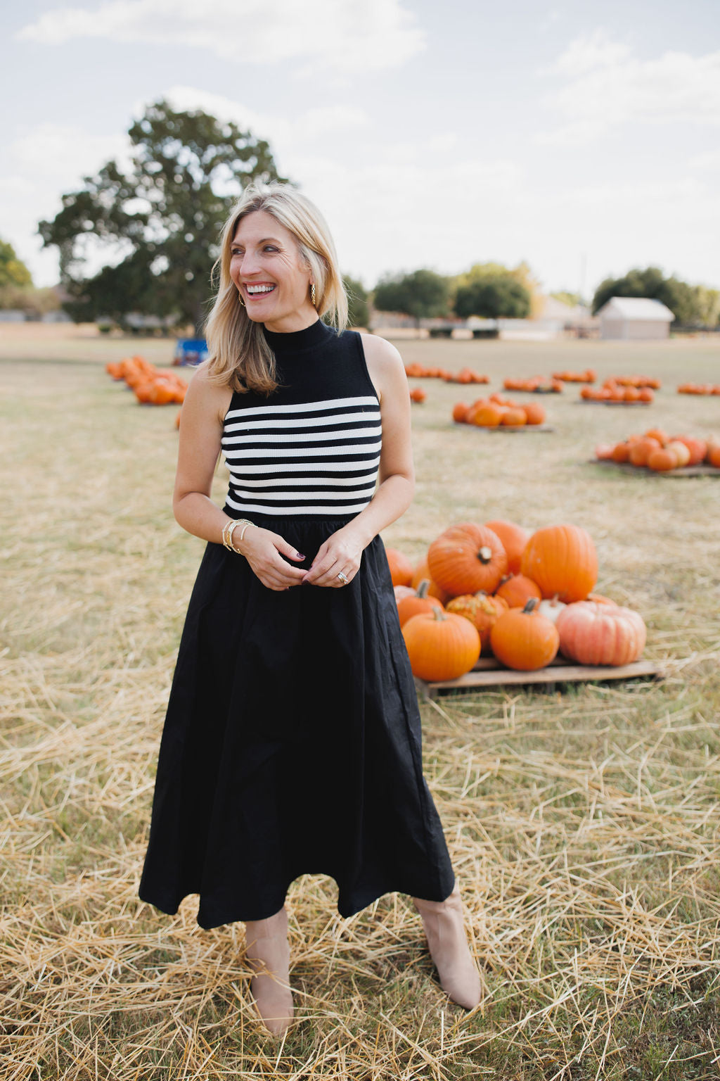 Out For The Weekend Knit Stripe Maxi Dress, Black