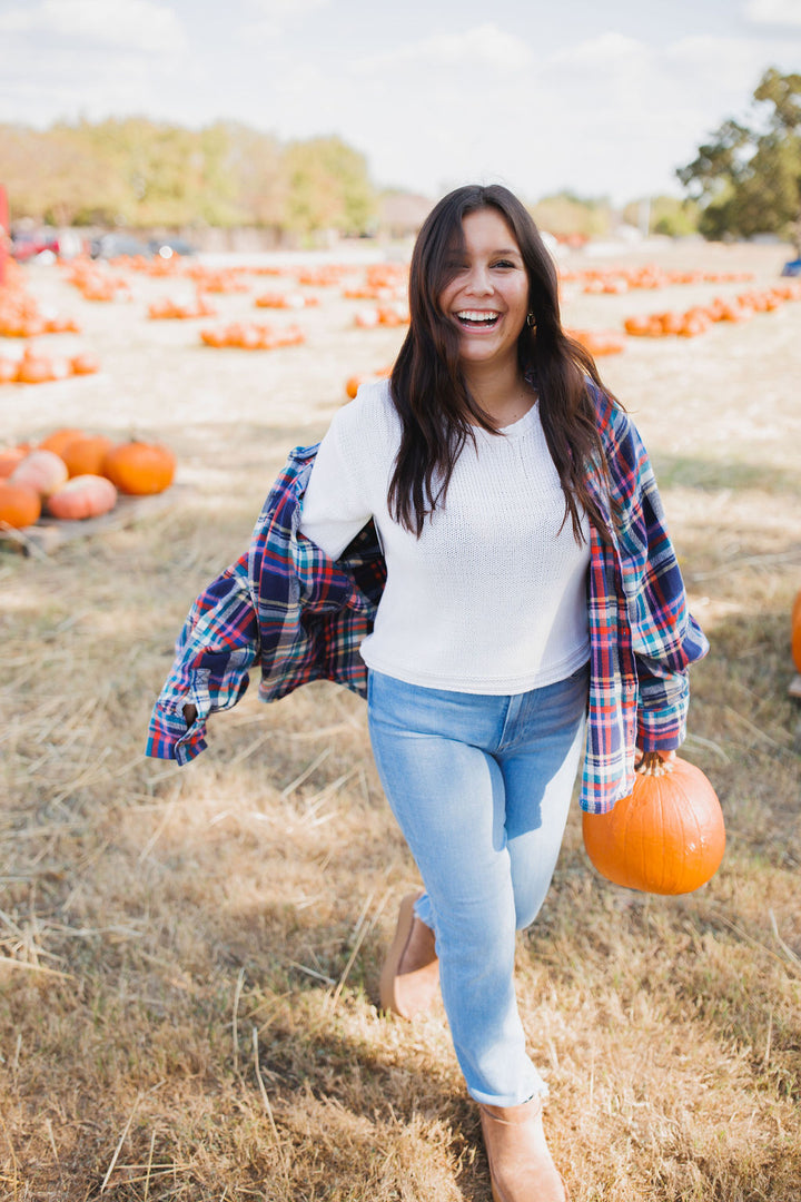 Emerson Cropped Sweater, White