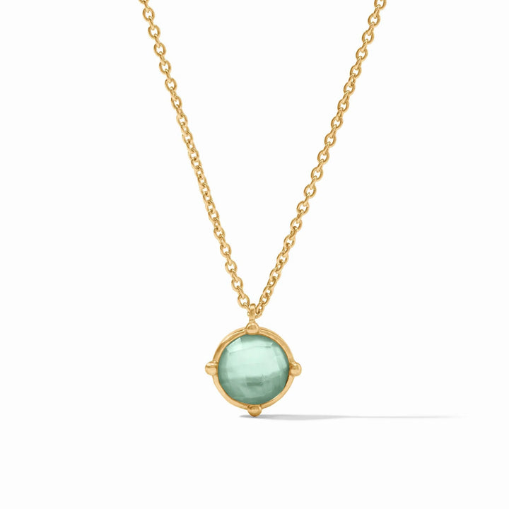 Honeybee Solitaire Necklace, Iridescent Aquamarine Blue