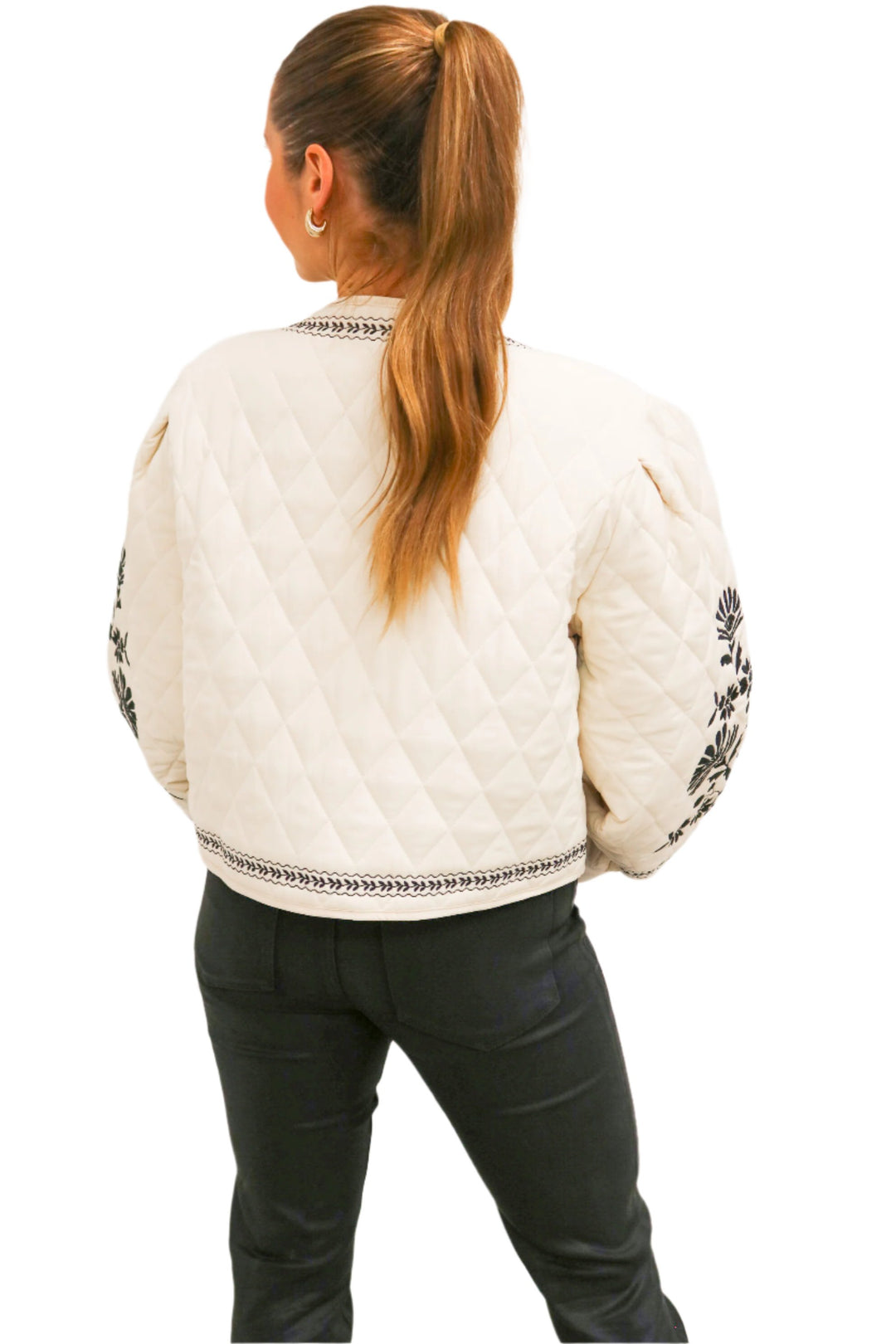 Cozy Up Quilted Jacket, Taupe/Black