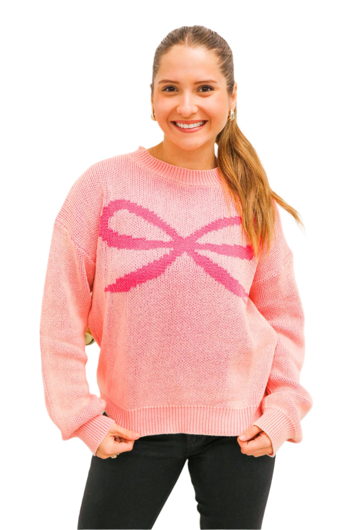 Simplistic Chic Bow Sweater, Pink