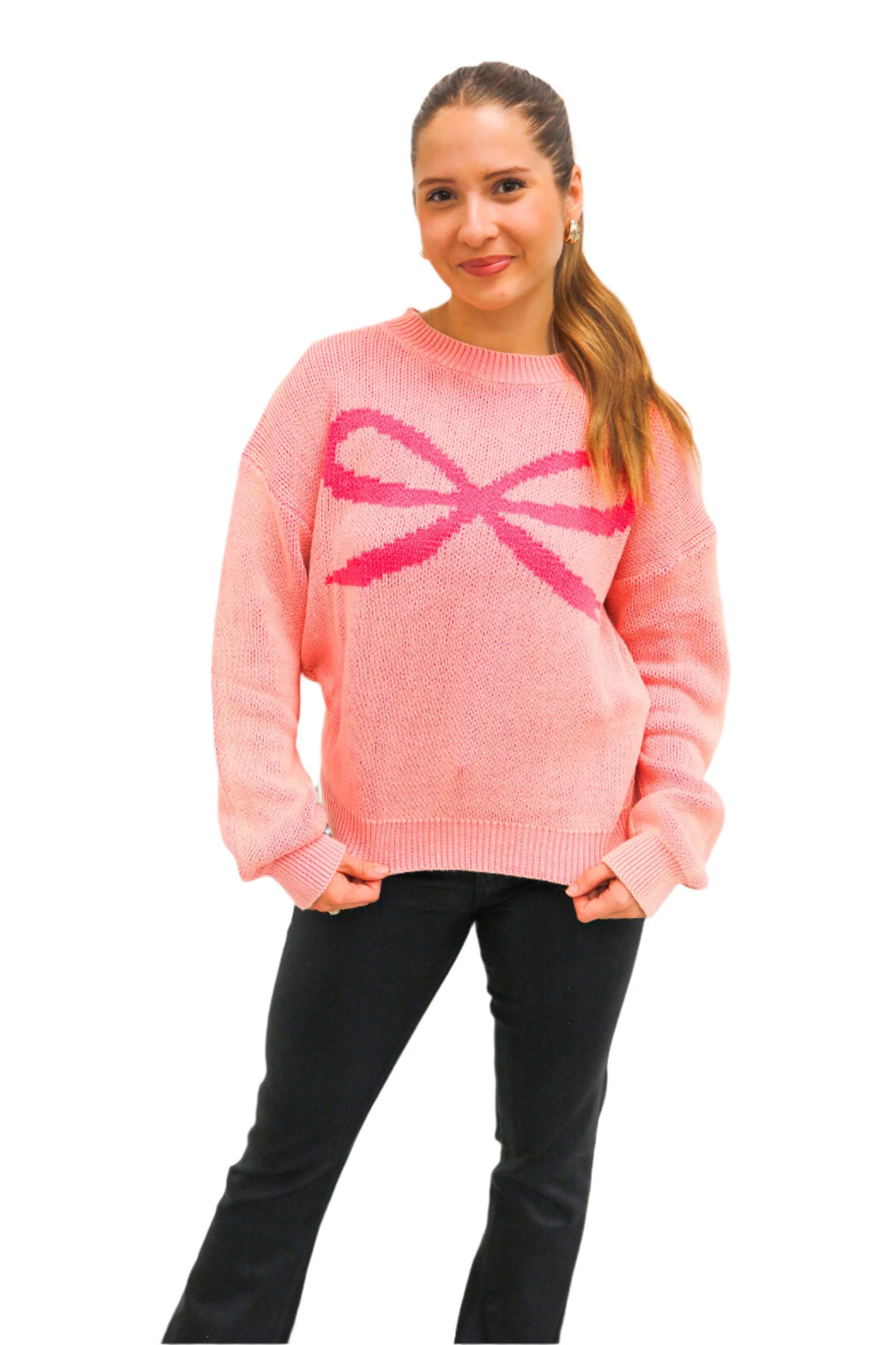 Simplistic Chic Bow Sweater, Pink