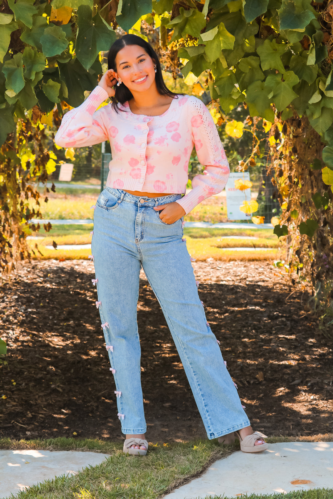 Eloise Floral Cardigan, Pink