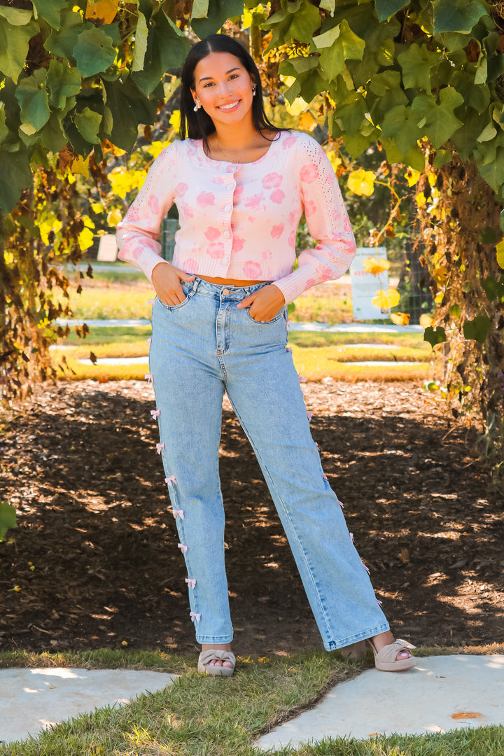 Eloise Floral Cardigan, Pink