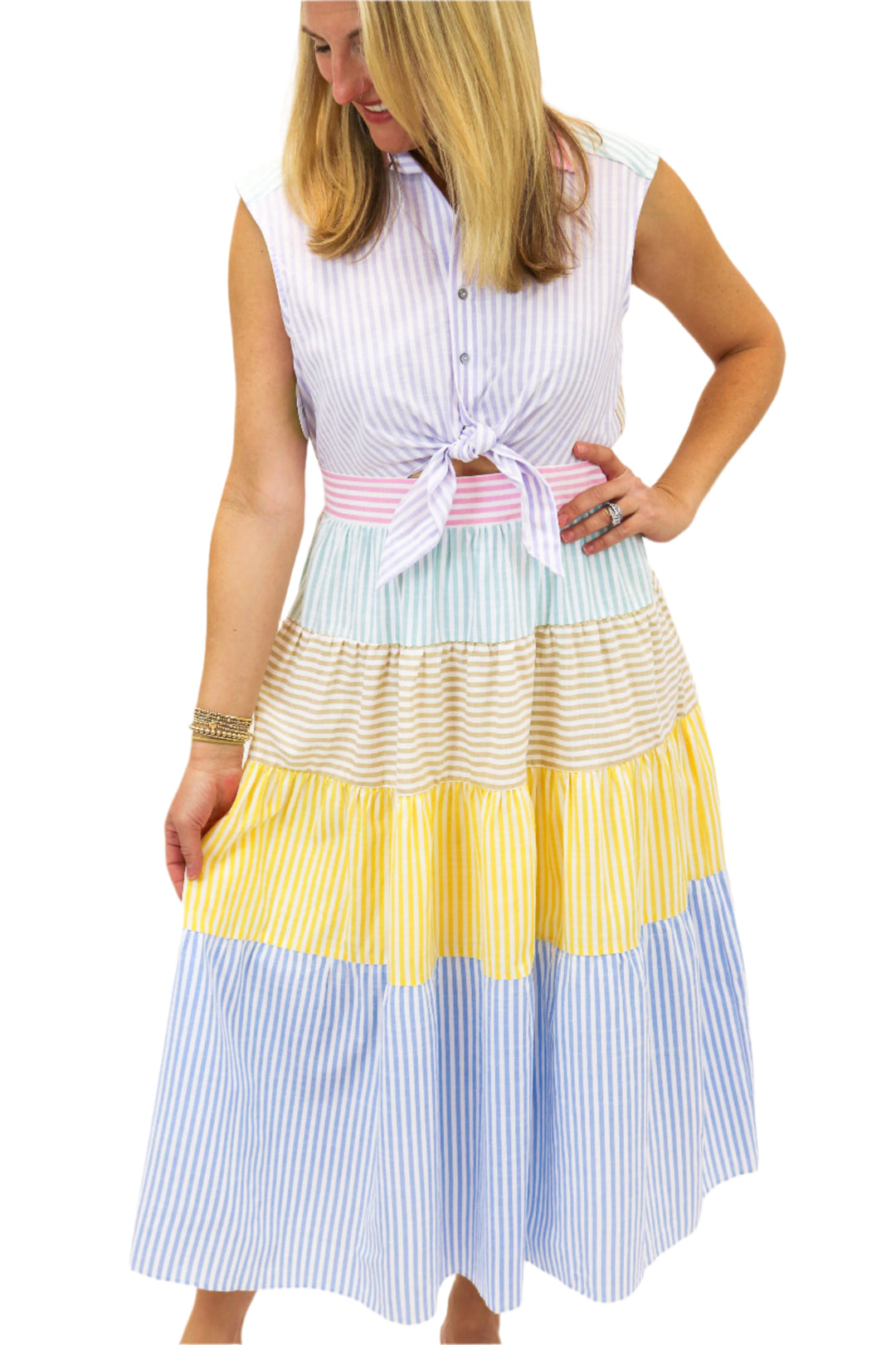 Bright Skies Ahead Striped Midi Dress