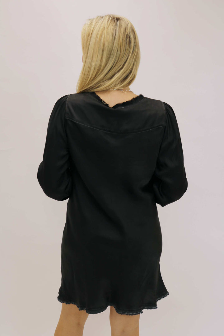 Long Sleeve Bias Dress, Charcoal