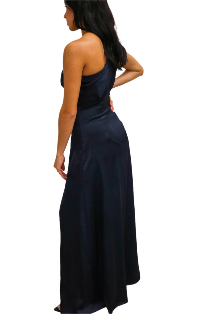 Atoila One Shoulder Satin Maxi Dress, Navy