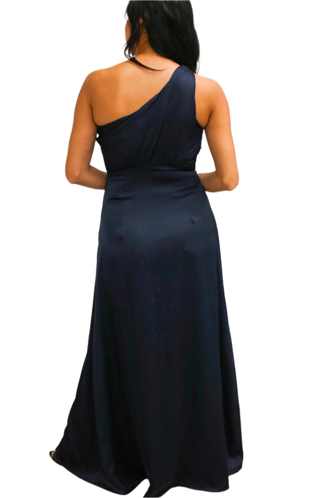 Atoila One Shoulder Satin Maxi Dress, Navy