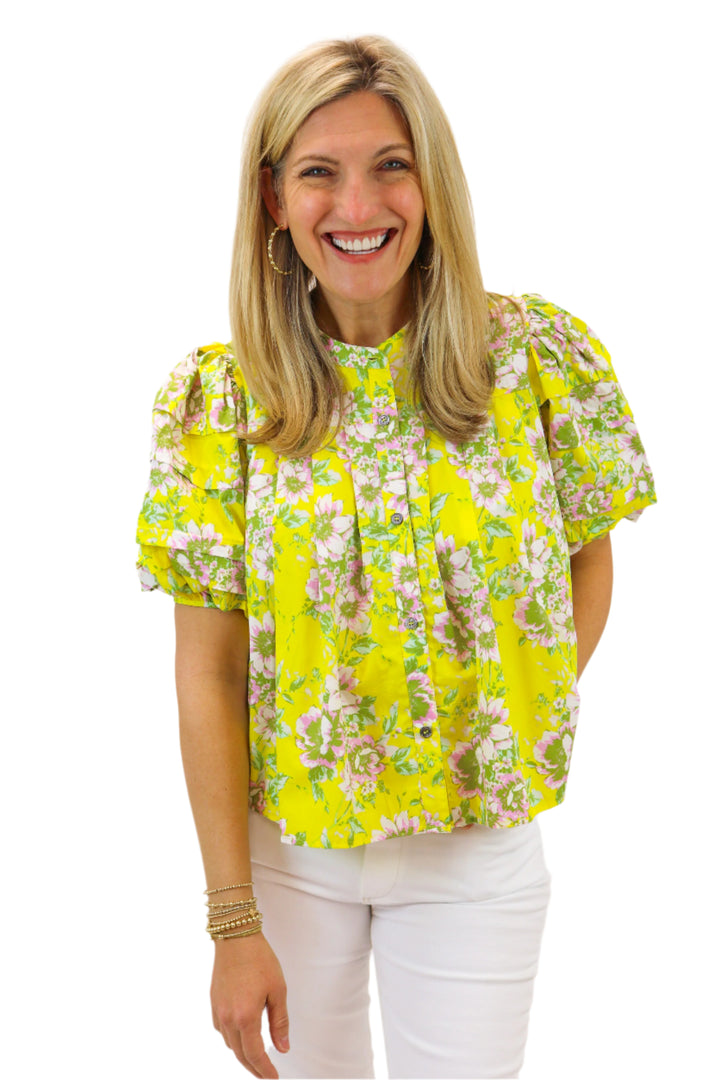 Bethany Floral Top, Yellow