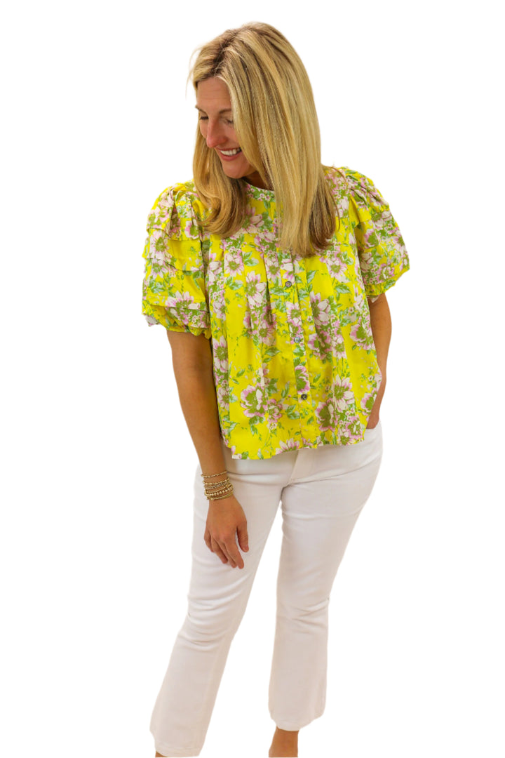 Bethany Floral Top, Yellow