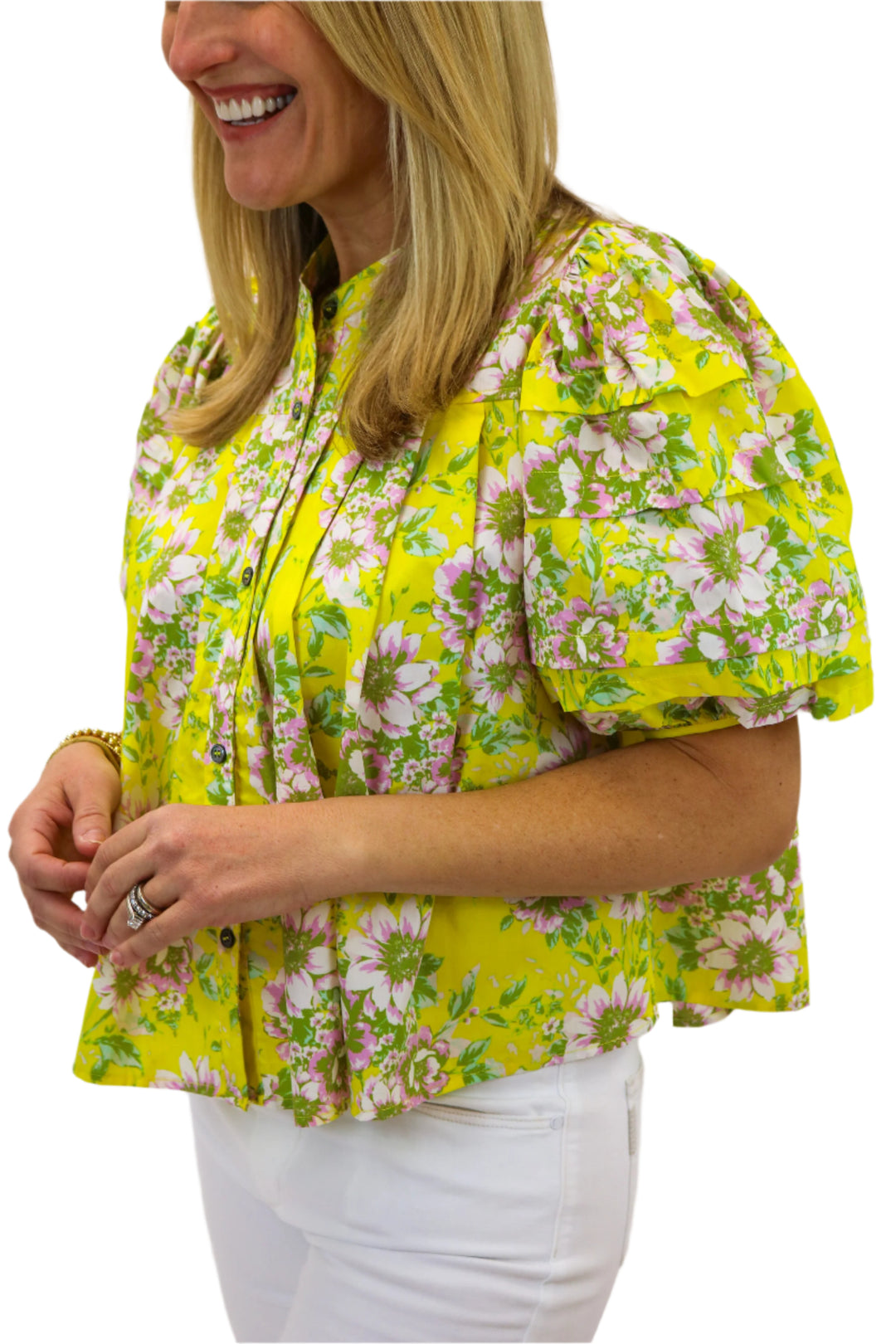 Bethany Floral Top, Yellow