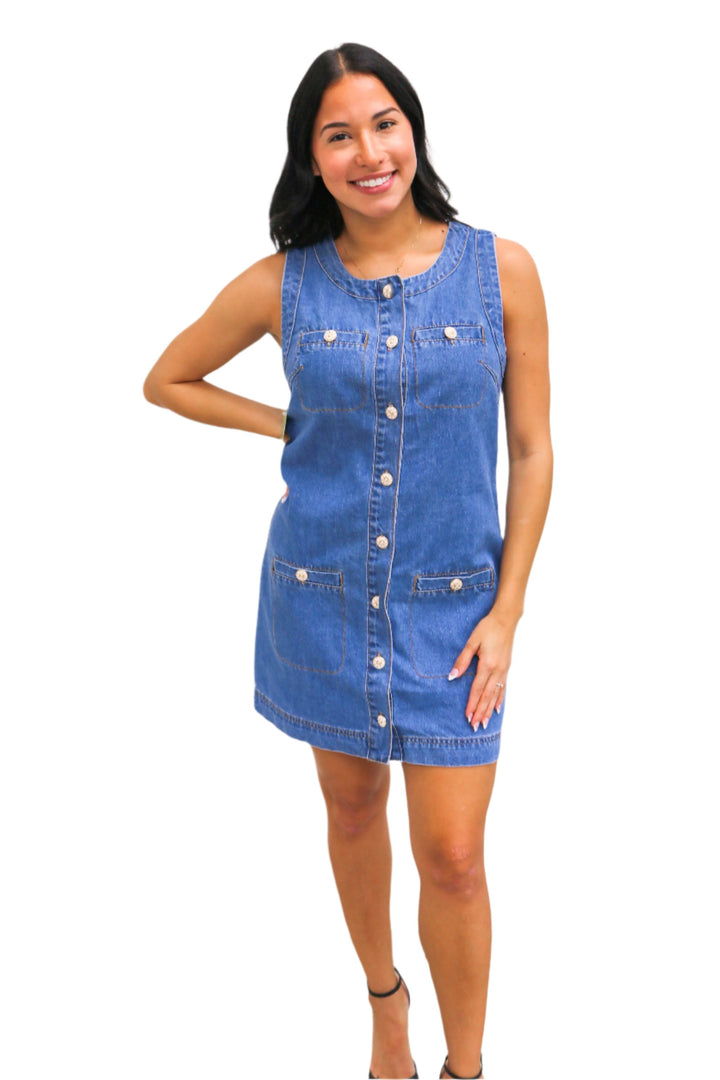 Take A Walk Denim Mini Dress