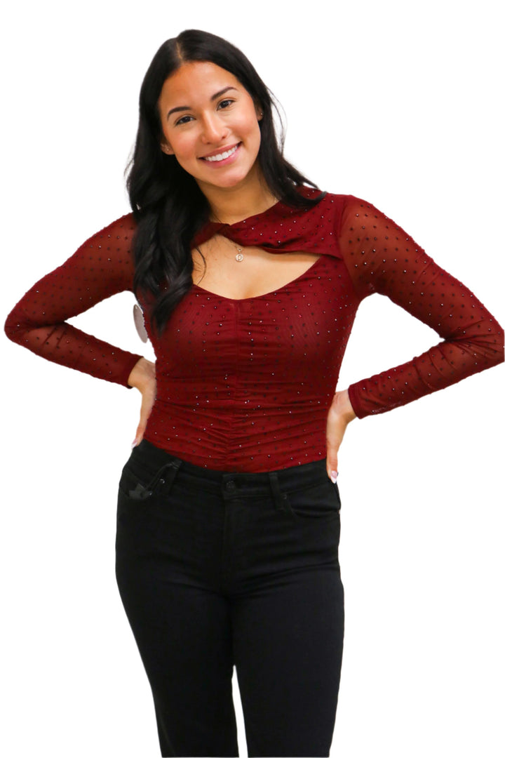 Ancira Bodysuit, Maroon