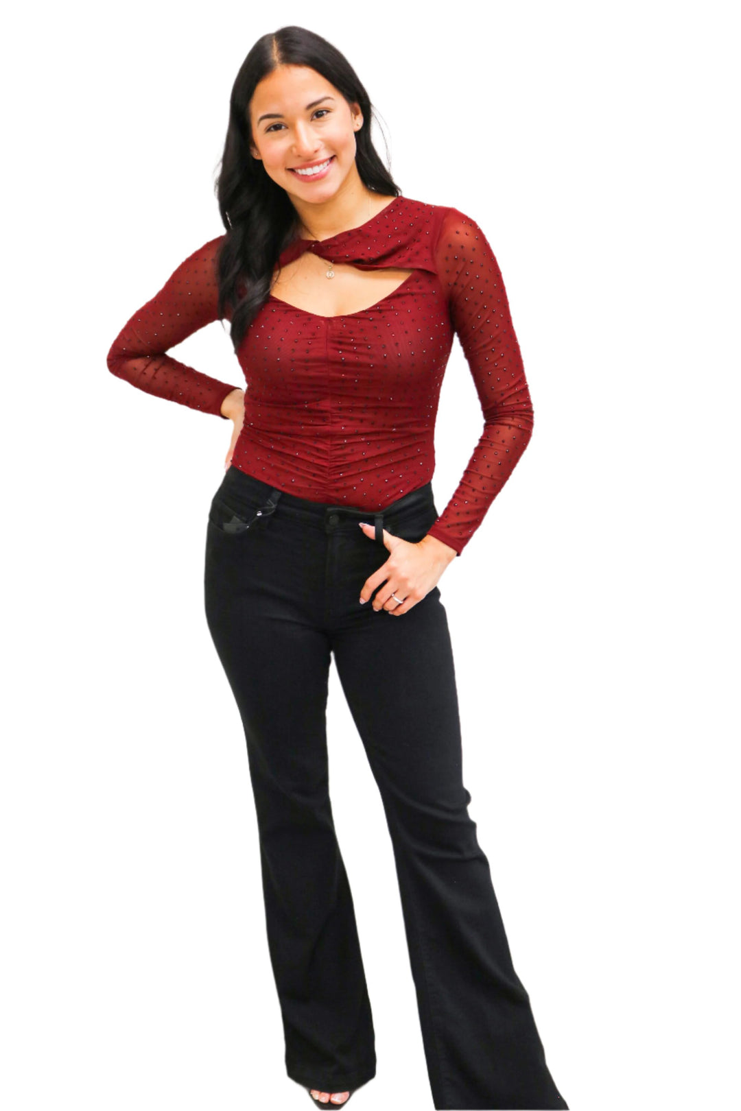 Ancira Bodysuit, Maroon