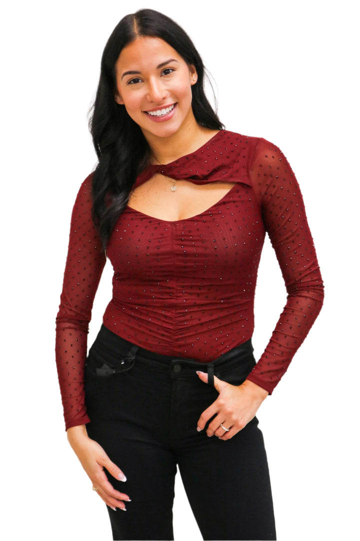 Ancira Bodysuit, Maroon