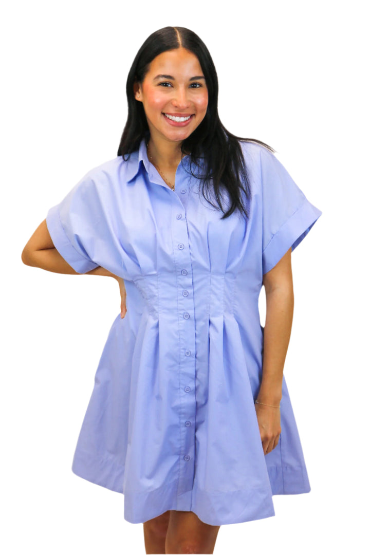 On Cloud 9 Pleated Collar Dress, Chambray