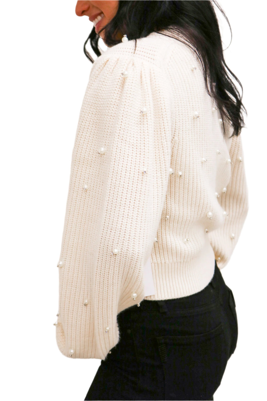 Delsie Embellished Cardigan, Cream