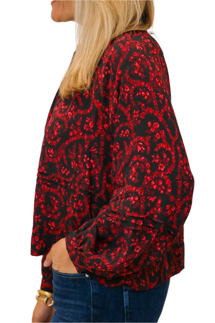 Josephine Floral Top, Black/Red