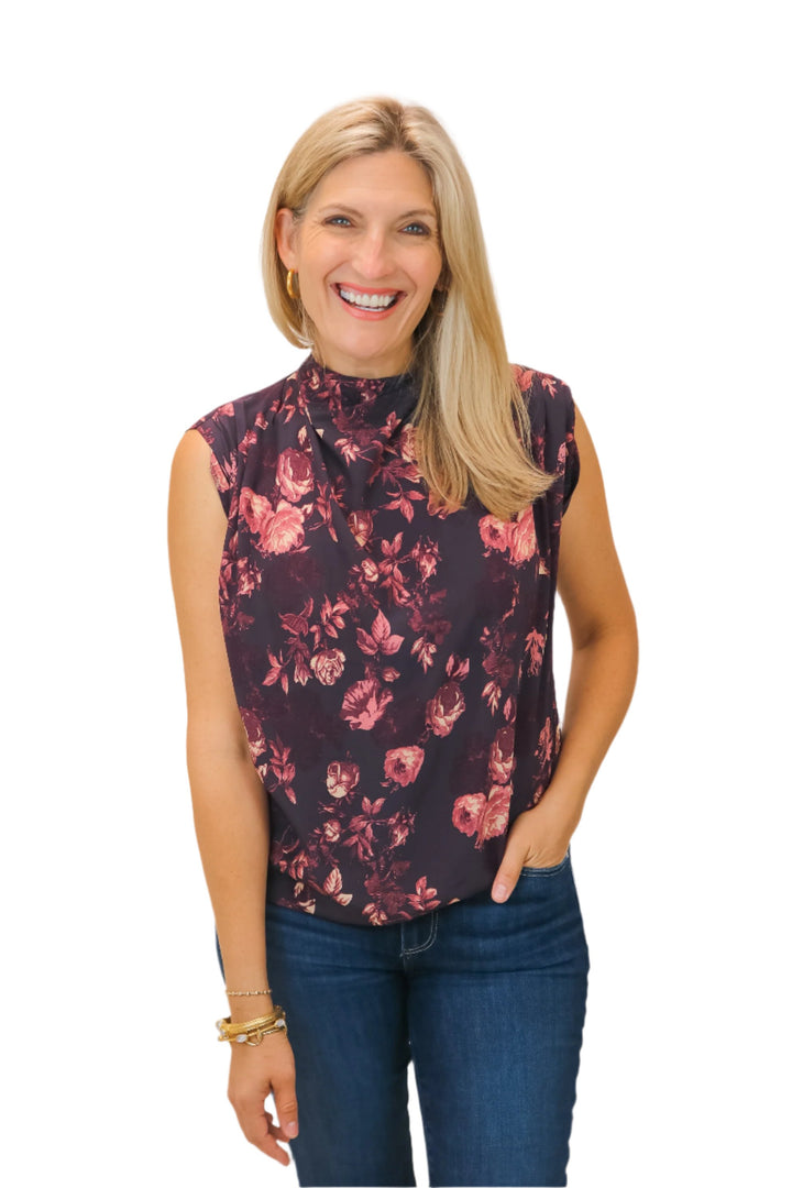 Searching For Love Mock Neck Floral Top