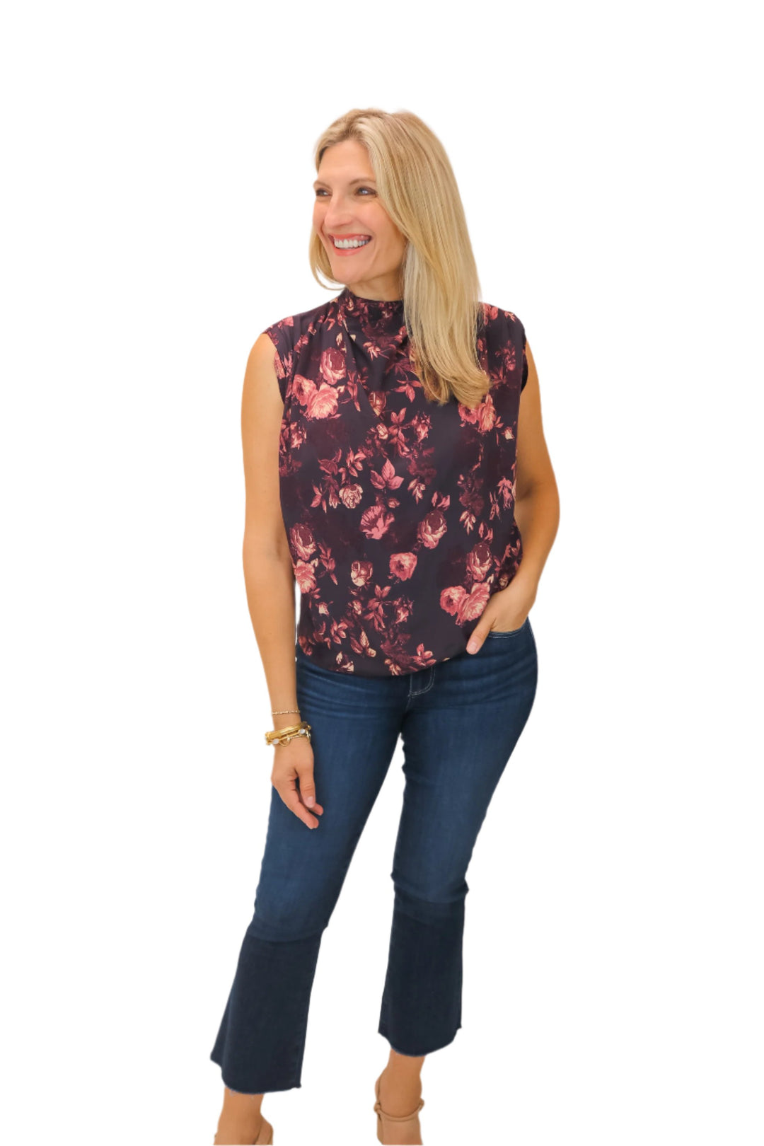 Searching For Love Mock Neck Floral Top