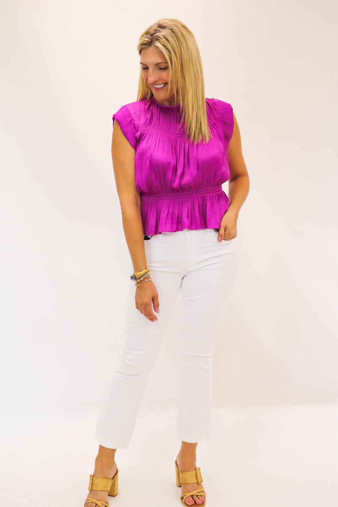 Corinne Peplum Top, Radiant Orchid