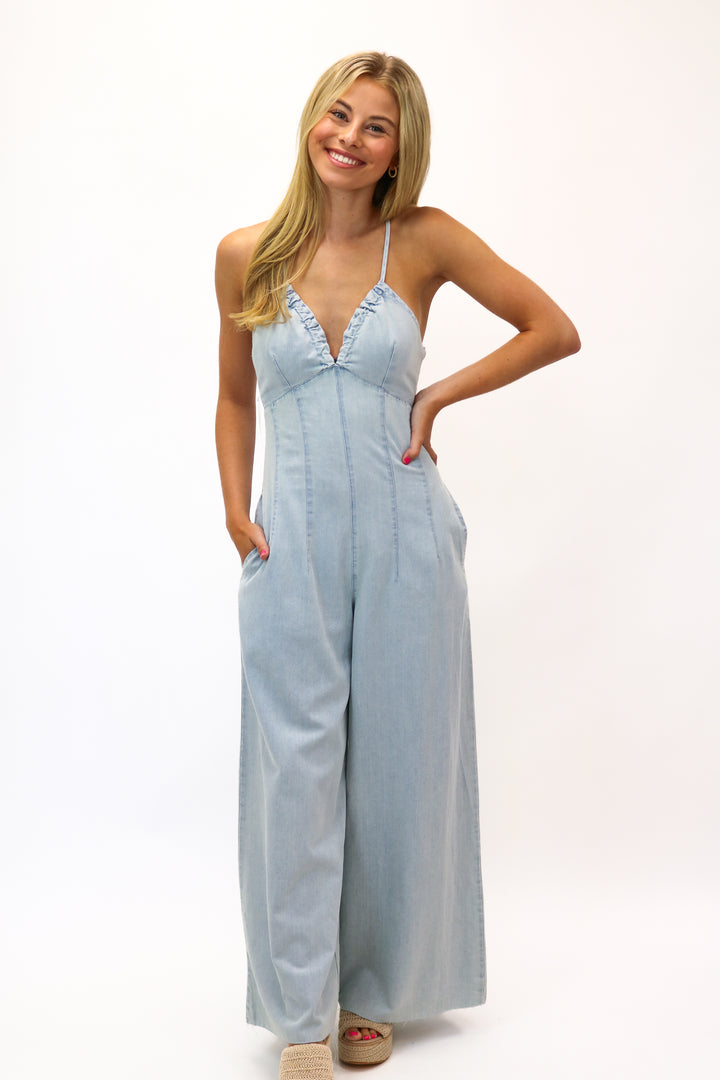 Steal The Show Denim Jumpsuit