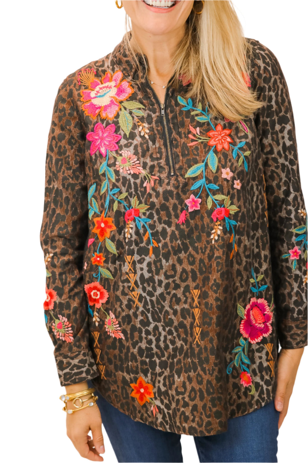 Zipup Leopard Shirt Tunic