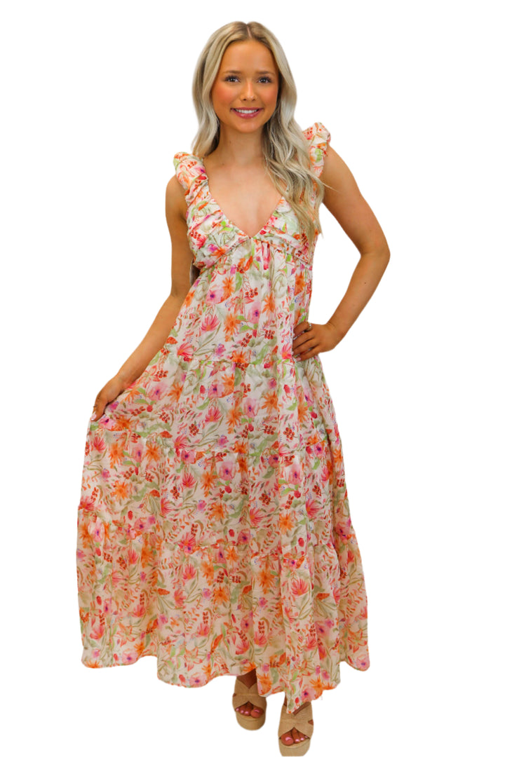 Floral Dreams Tiered Maxi Dress, Blush