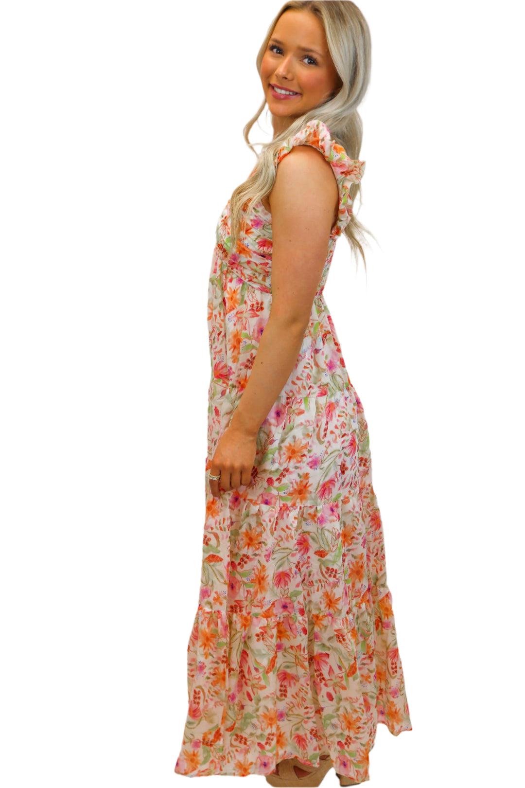 Floral Dreams Tiered Maxi Dress, Blush