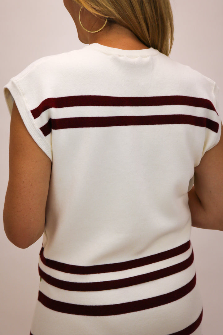 Maroon & White A&M Collie Dog Short Sleeve Sweater