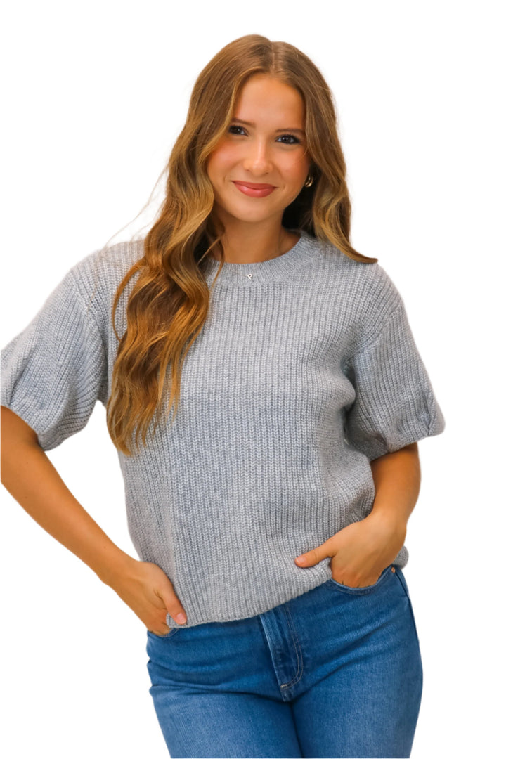 Jadey Sweater Top, Heather Grey